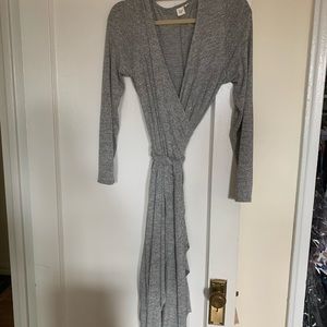 Grey knit jersey wrap dress